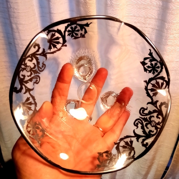 Silver City Clear Glass Silver Overlay "Flanders Poppies" Duo - Picture 3 of 11